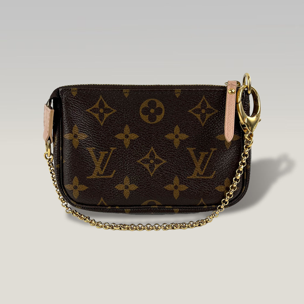 Louis Vuitton Monogram I Rue Scribe Paris Pochette Accessoires Canvas Marrone – Mini Borsa Donna 15 cm