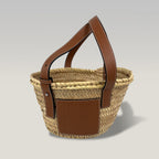 Loewe Borsa Basket Donna in Palma Intrecciata e Pelle Marrone