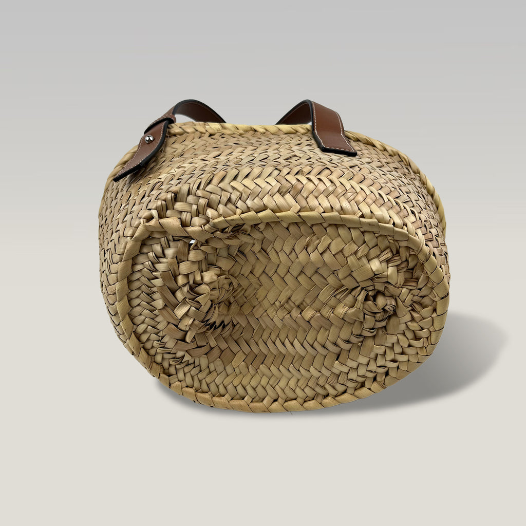 Loewe Borsa Basket Donna in Palma Intrecciata e Pelle Marrone