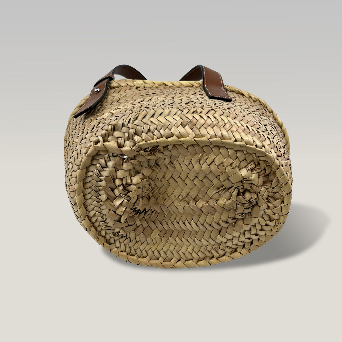 Loewe Borsa Basket Donna in Palma Intrecciata e Pelle Marrone