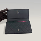 Chanel portafoglio lungo Cambon in pelle nera