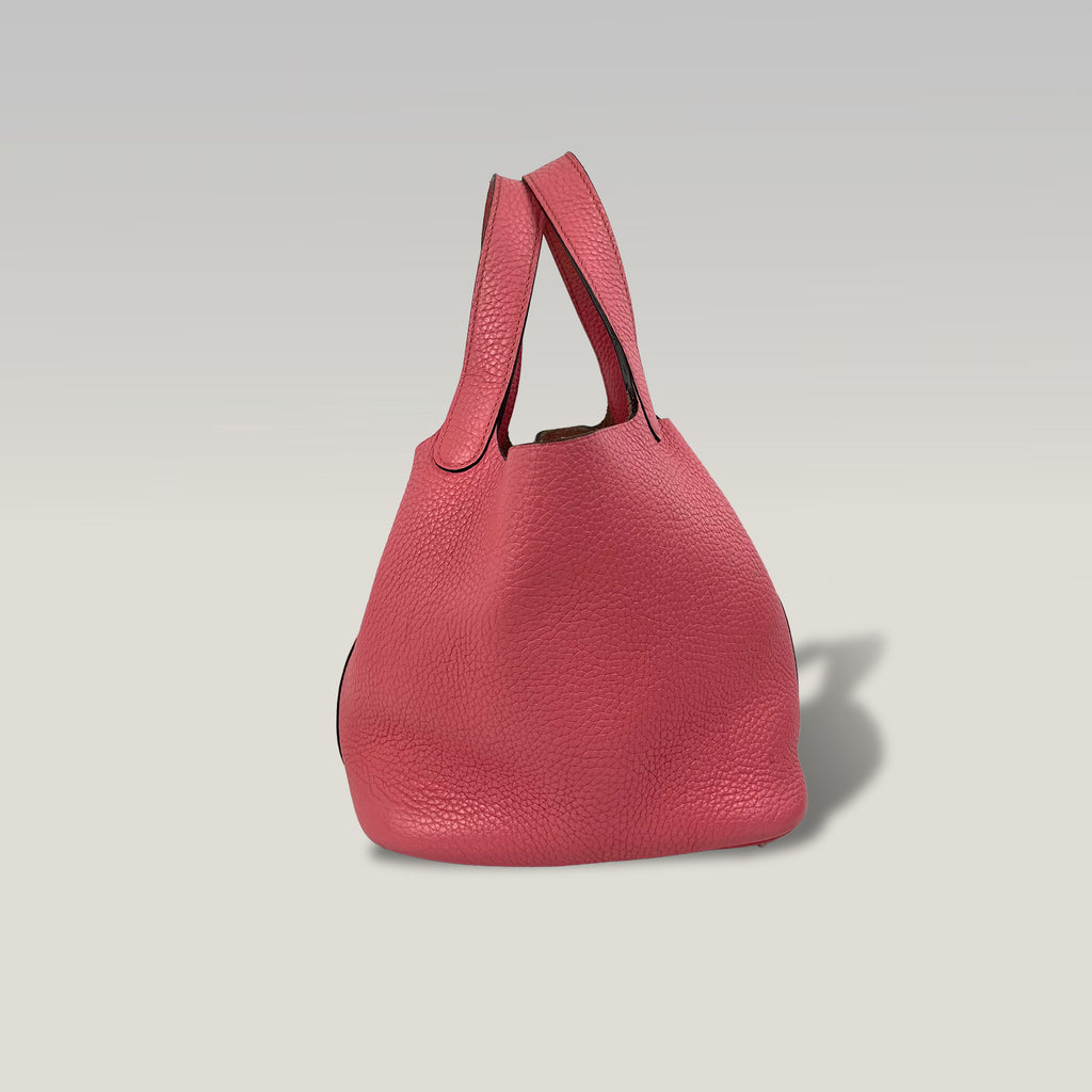 Hermès Picotin Lock 18 Borsa Donna in Pelle Rosa con Hardware Argento