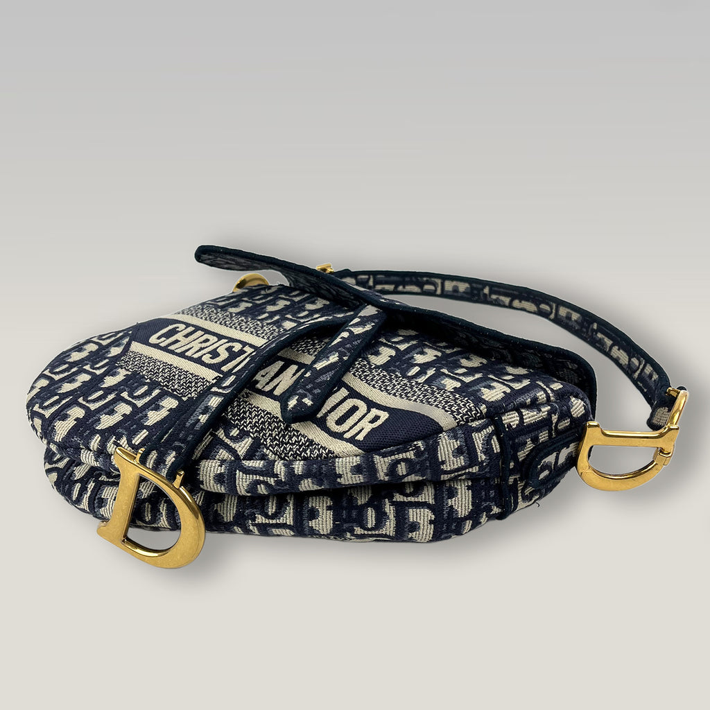 Dior Saddle Bag Oblique Jacquard Blu – Borsa a Spalla Iconica Donna 25,5 cm