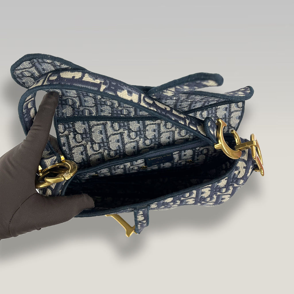 Dior Saddle Bag Oblique Jacquard Blu – Borsa a Spalla Iconica Donna 25,5 cm