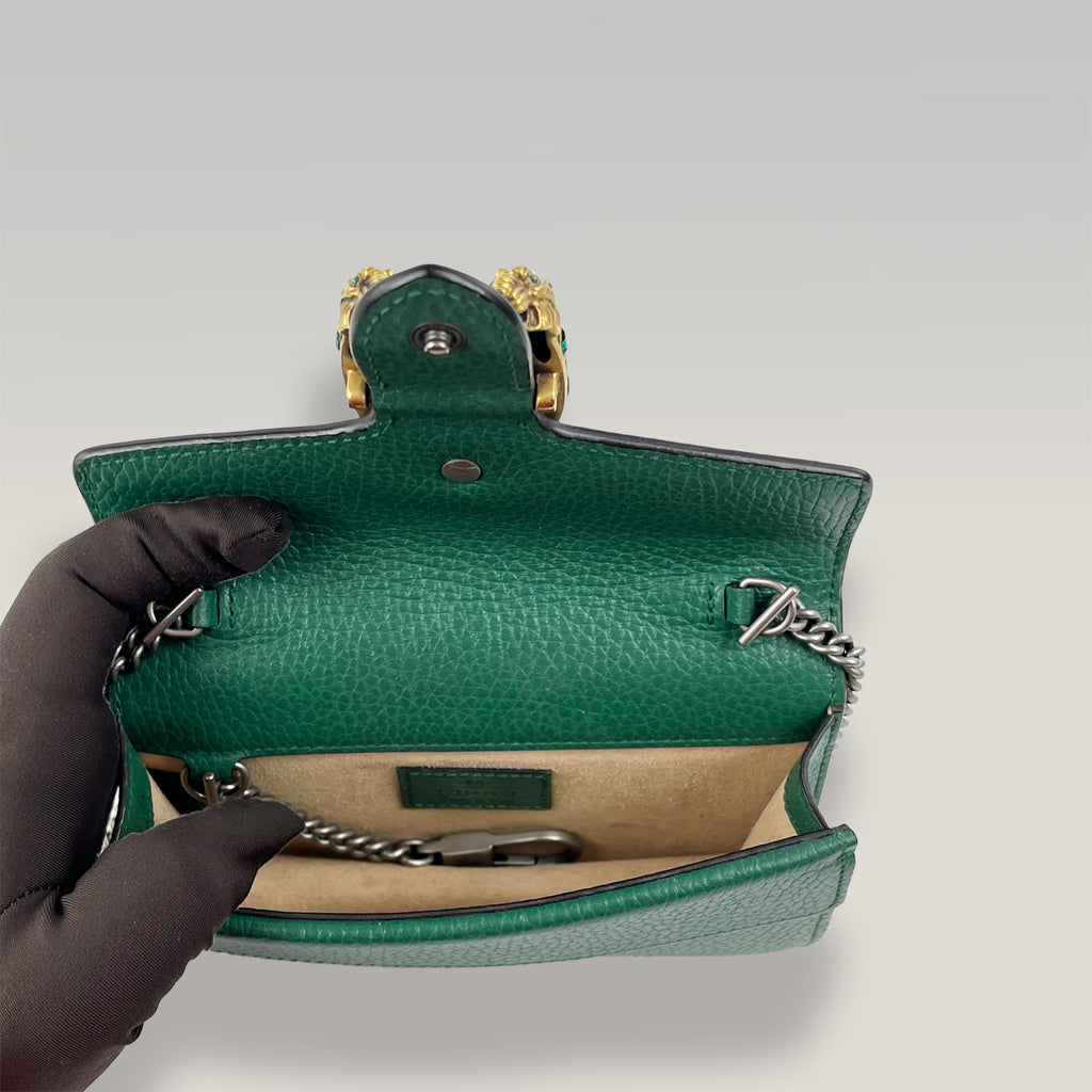 Gucci Super Mini Dionysus in pelle verde smeraldo