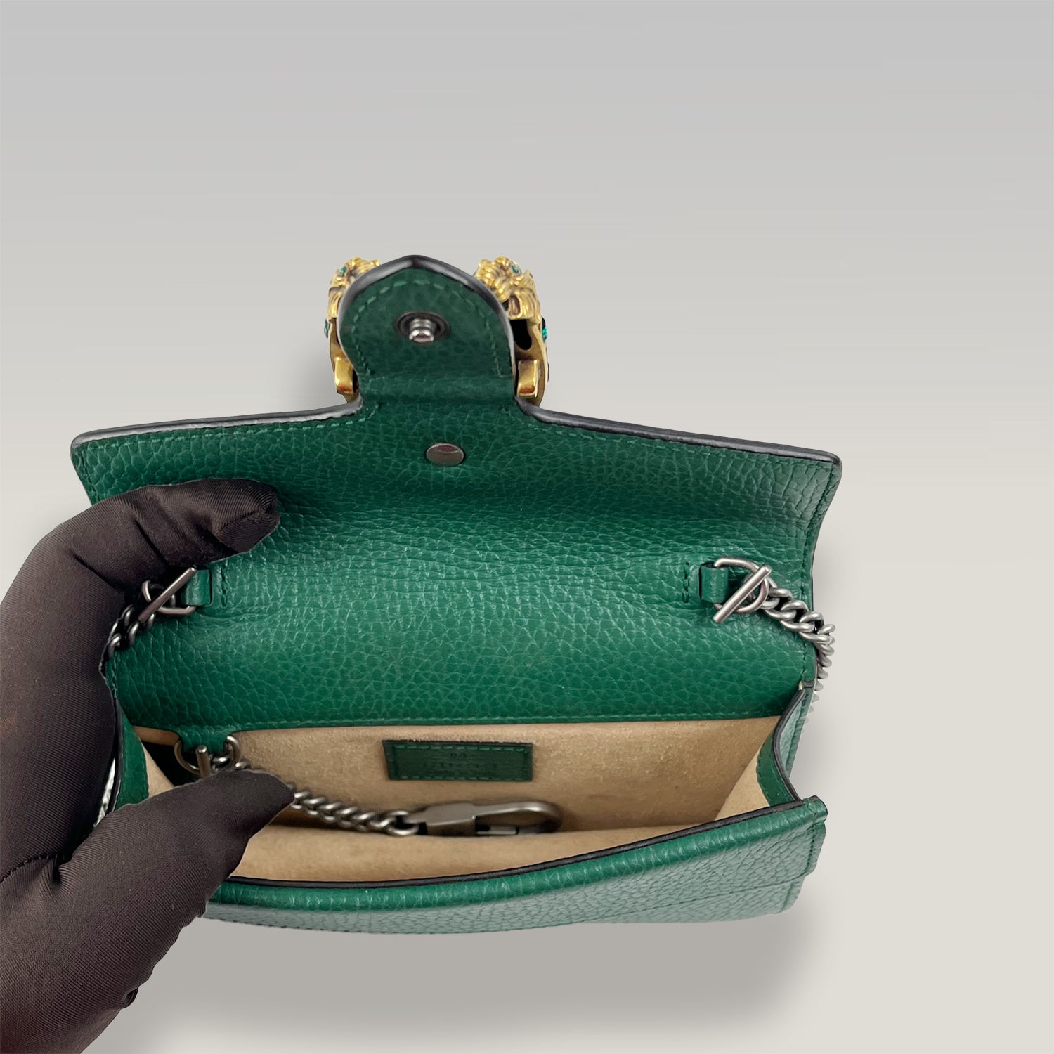 Gucci Super Mini Dionysus in pelle verde smeraldo