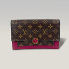 Louis Vuitton Flore Chain Wallet Monogram Canvas & Rose Red Leather WOC Crossbody Bag