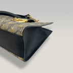 Gucci Padlock GG Supreme Bees Small Shoulder Bag Beige Ebony Canvas & Black Leather