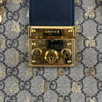 Gucci Padlock GG Supreme Bees Small Shoulder Bag Beige Ebony Canvas & Black Leather