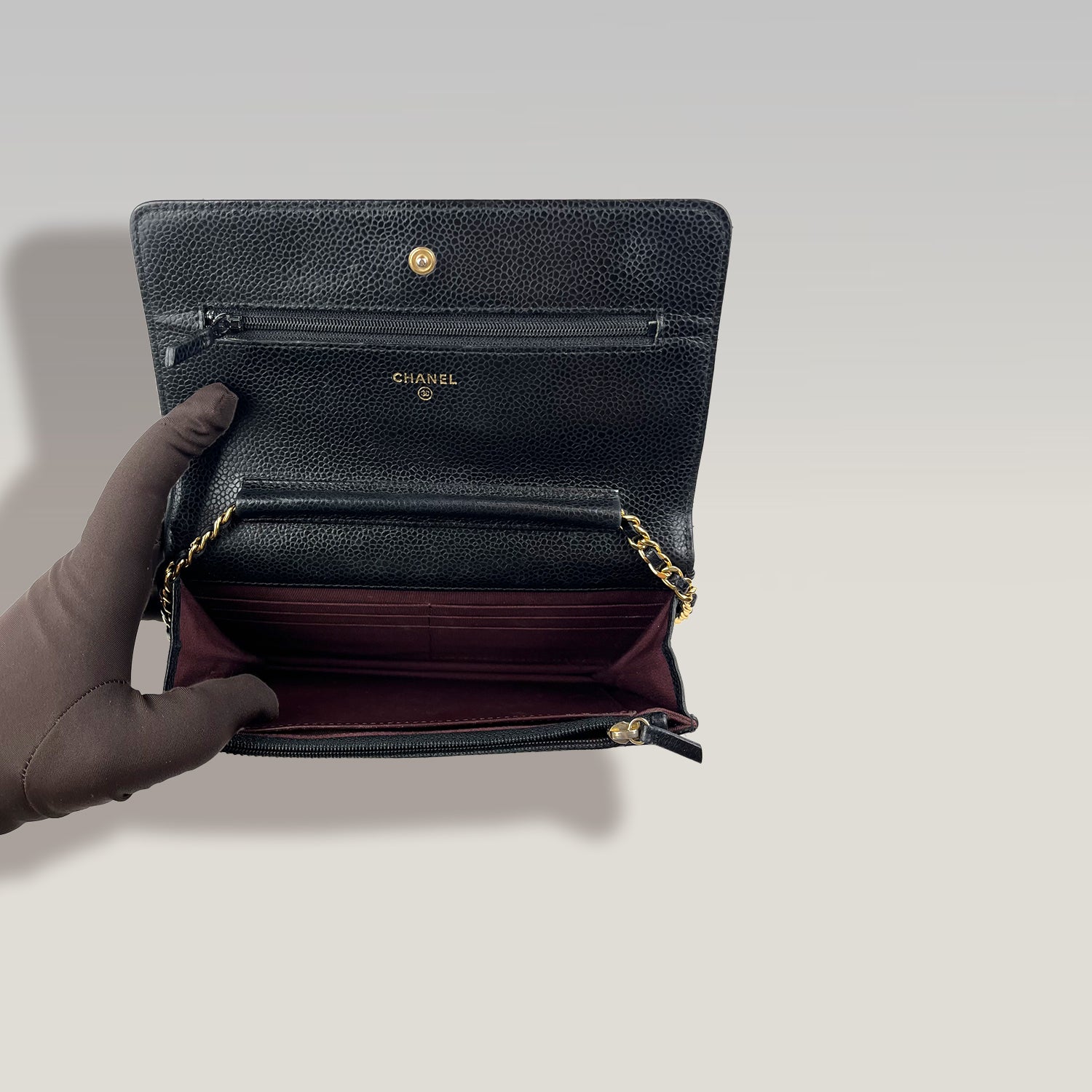 Chanel Wallet On Chain in Black Caviar Leather with Gold Hardware 