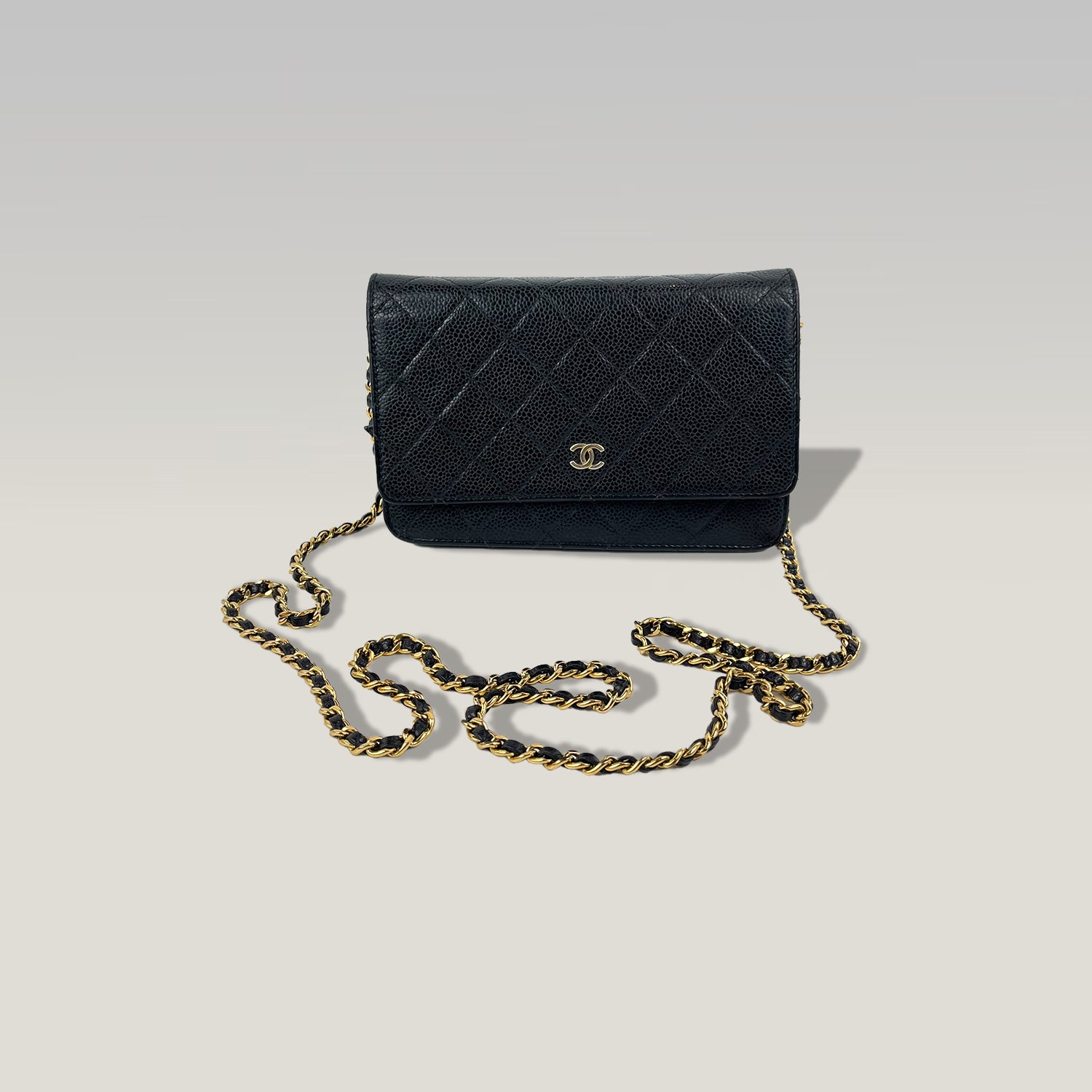 Chanel Wallet On Chain in Black Caviar Leather with Gold Hardware 