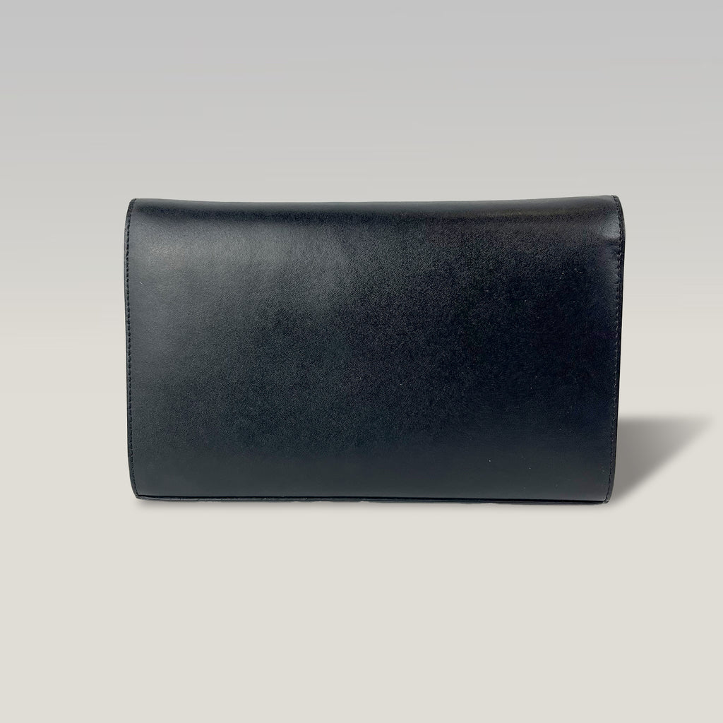 Fendi Kan I Logo Borsa a Tracolla in Pelle Nera con Catena Dorata | Shoulder Bag Donna