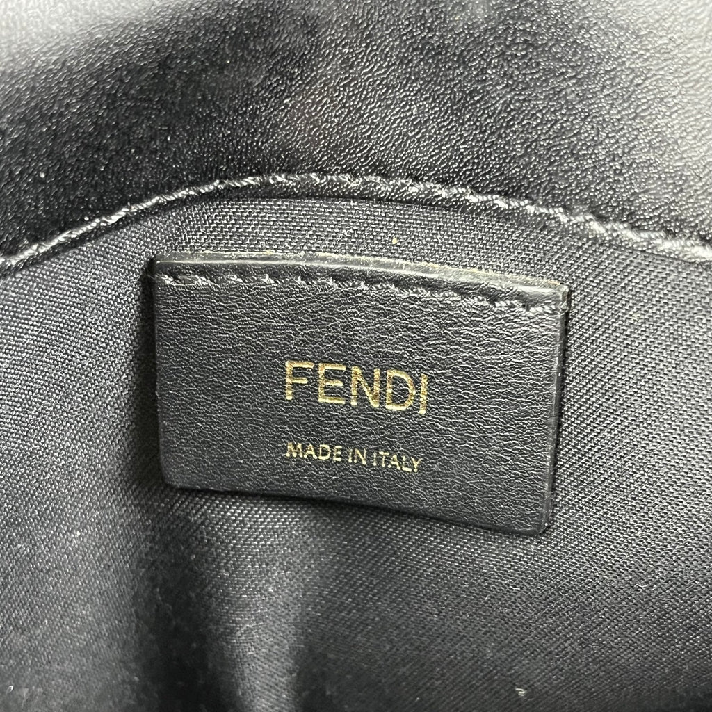 Fendi Kan I Logo Borsa a Tracolla in Pelle Nera con Catena Dorata | Shoulder Bag Donna