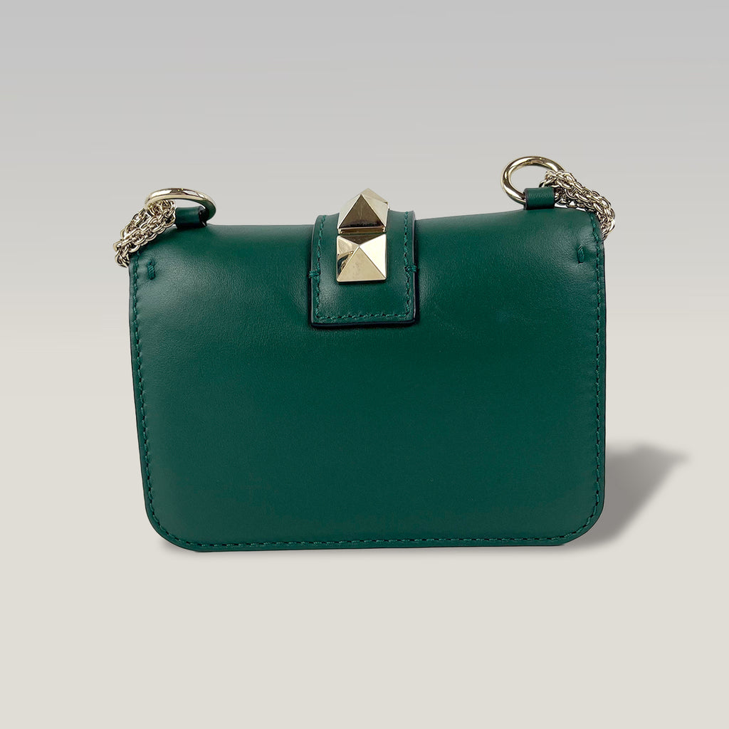 Valentino Garavani Rockstud Green Leather Shoulder Bag