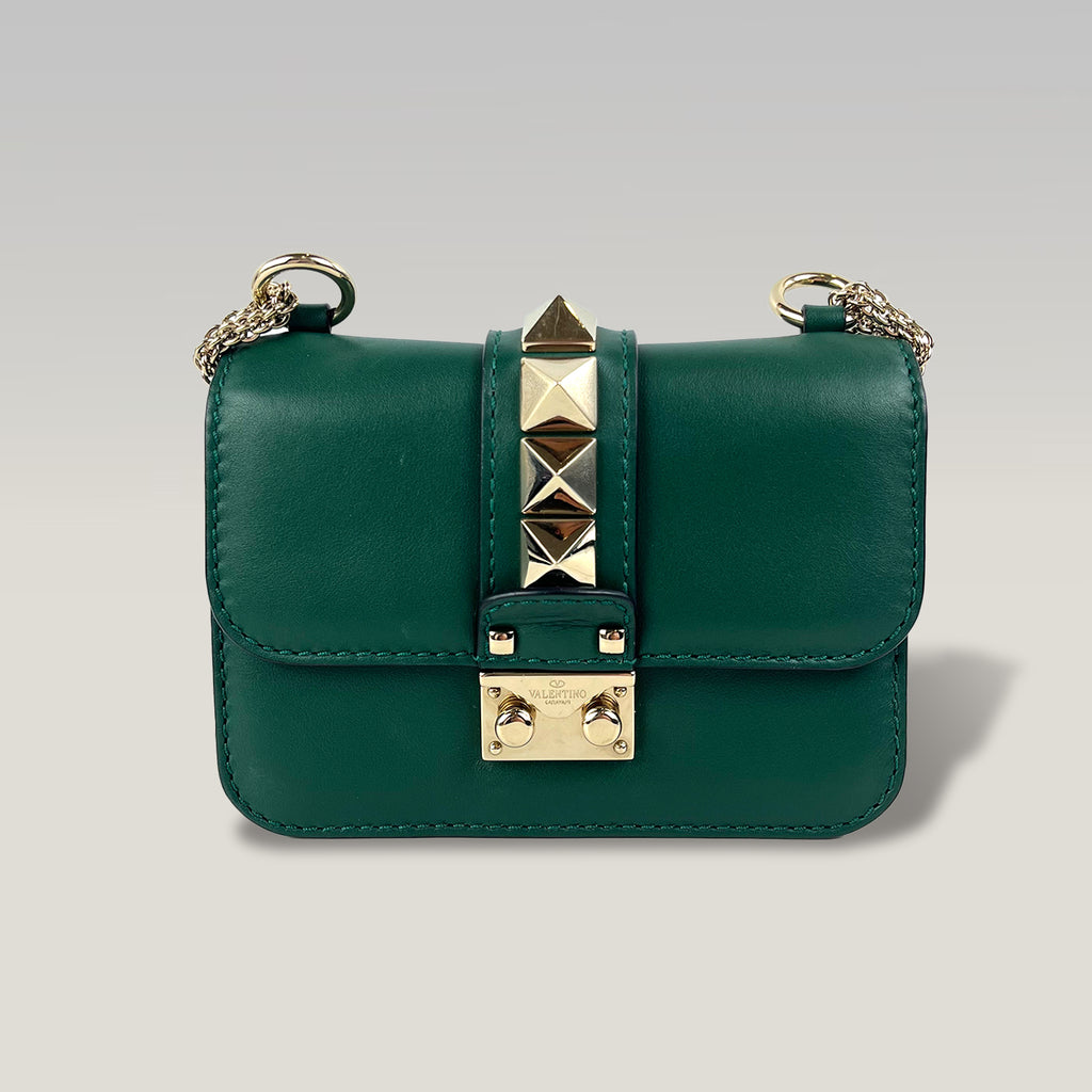 Valentino Garavani Rockstud Green Leather Shoulder Bag