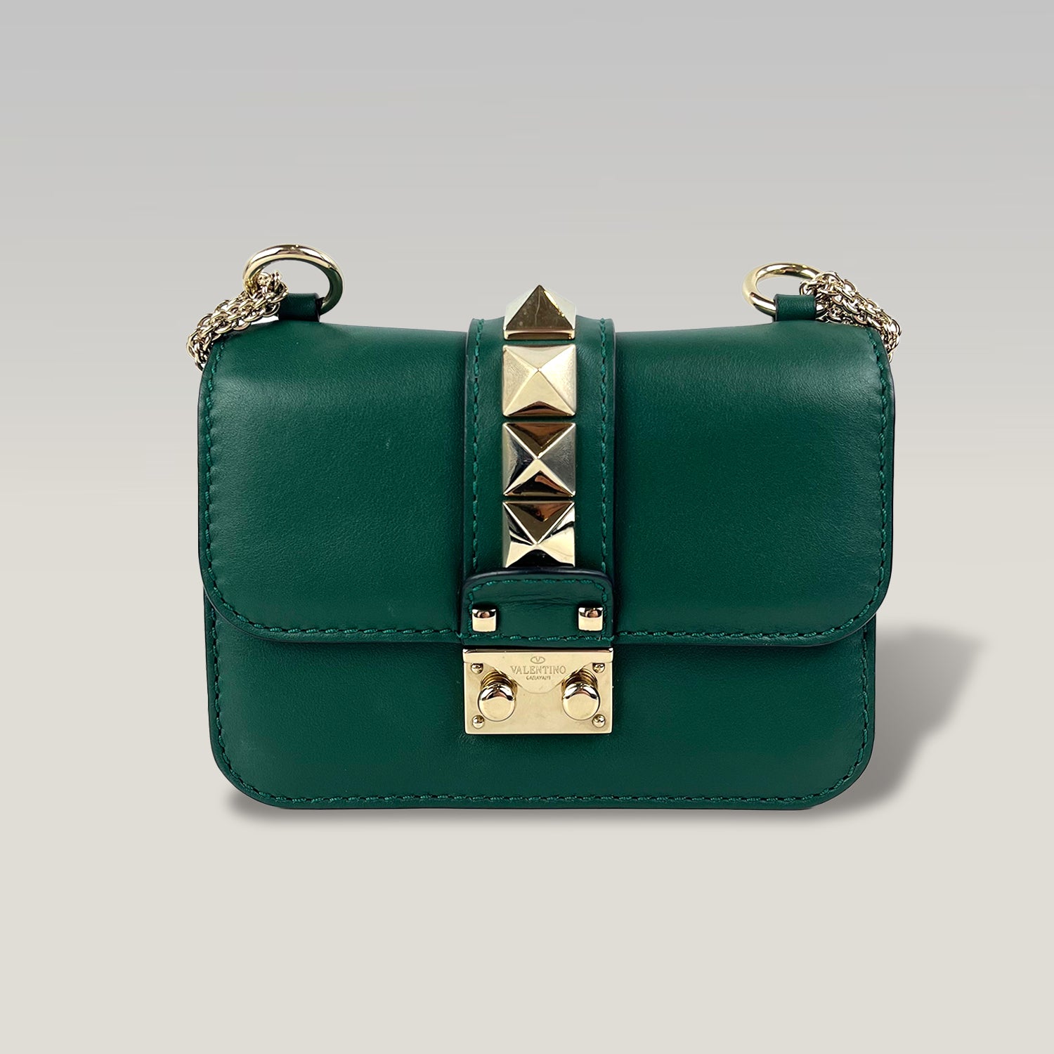 Valentino Garavani Rockstud Green Leather Shoulder Bag