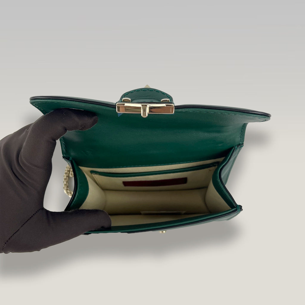 Valentino Garavani Rockstud Green Leather Shoulder Bag