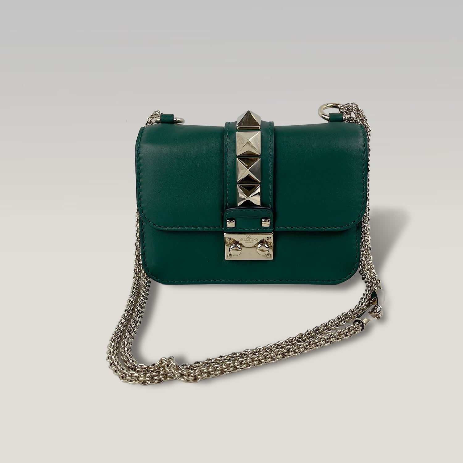 Valentino Garavani Rockstud Green Leather Shoulder Bag