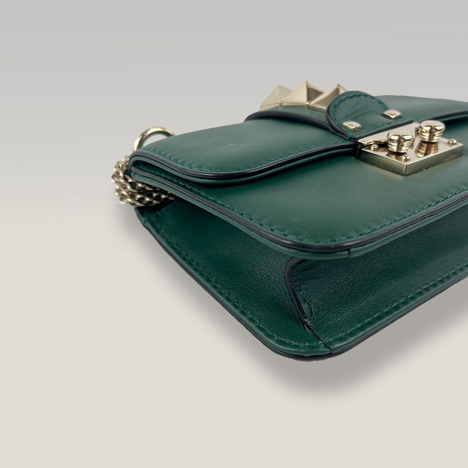 Valentino Garavani Rockstud Green Leather Shoulder Bag