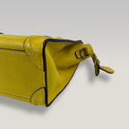 Celine Nano Luggage Tote in Pelle Gialla | Borsa a Mano e Tracolla Donna in Pelle Martellata