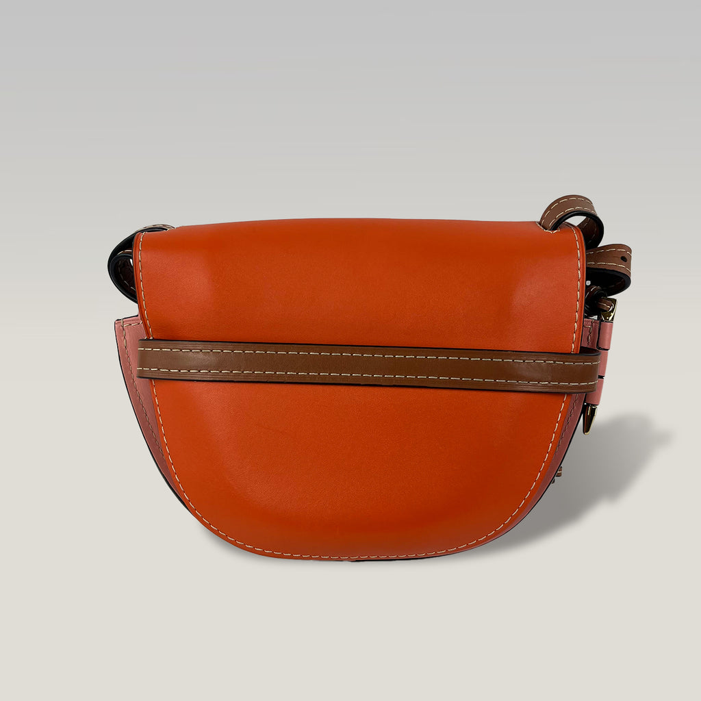 Loewe Gate Small Borsa Donna in Pelle Arancione e Marrone Crossbody Saddle Bag Luxury