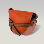 Loewe Gate Small Borsa Donna in Pelle Arancione e Marrone Crossbody Saddle Bag Luxury