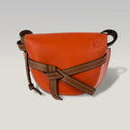 Loewe Gate Small Borsa Donna in Pelle Arancione e Marrone Crossbody Saddle Bag Luxury