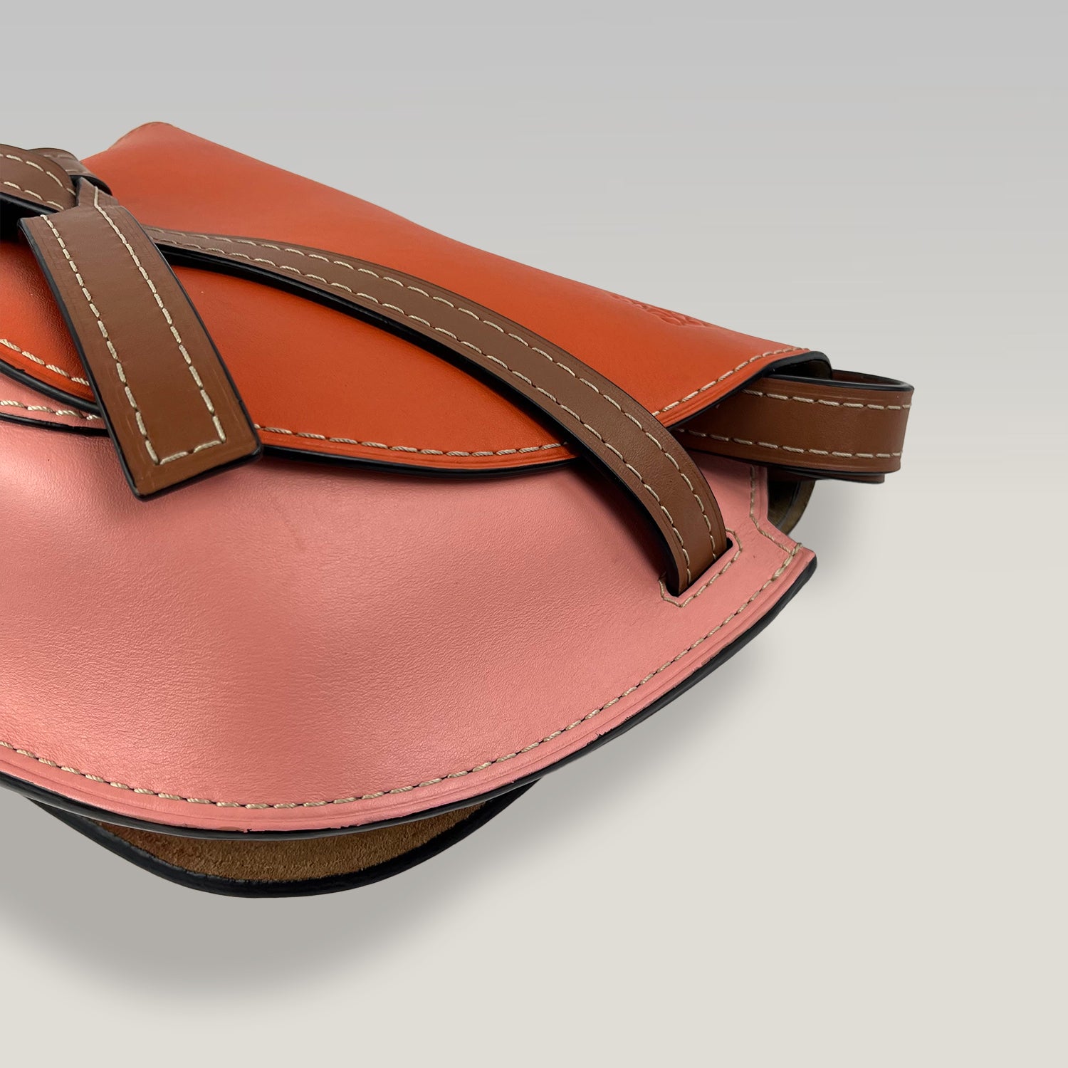 Loewe Gate Small Borsa Donna in Pelle Arancione e Marrone Crossbody Saddle Bag Luxury