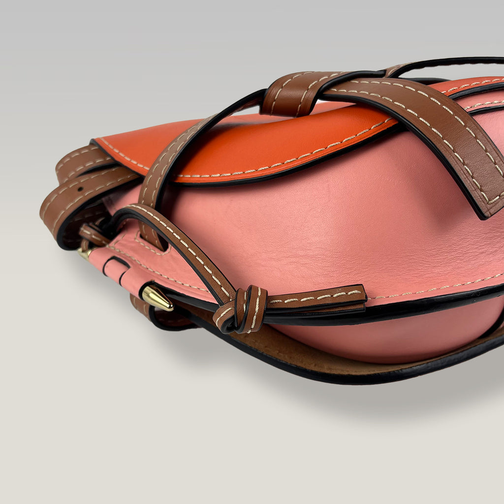 Loewe Gate Small Borsa Donna in Pelle Arancione e Marrone Crossbody Saddle Bag Luxury
