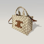 CELINE Mini Tote in Tela Triomphe con Dettagli in Pelle e Tracolla