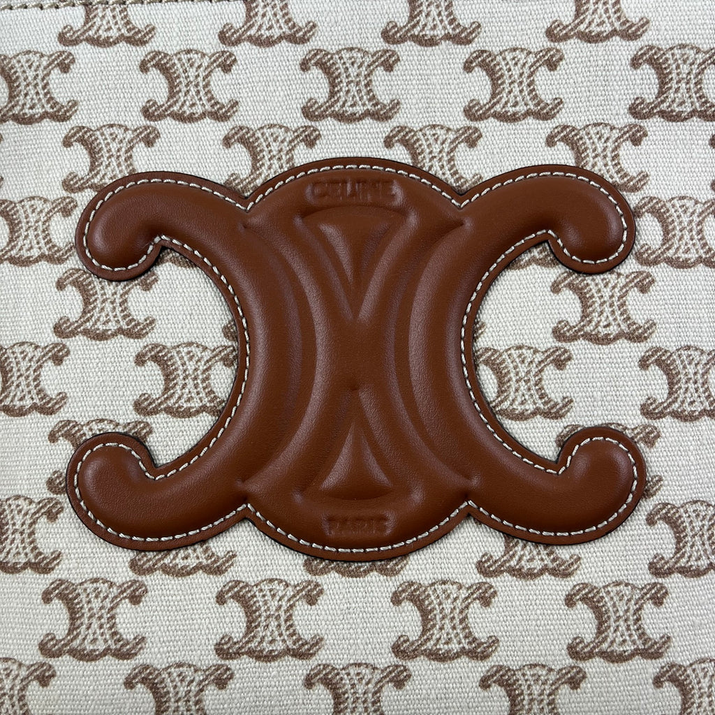 CELINE Mini Tote in Tela Triomphe con Dettagli in Pelle e Tracolla