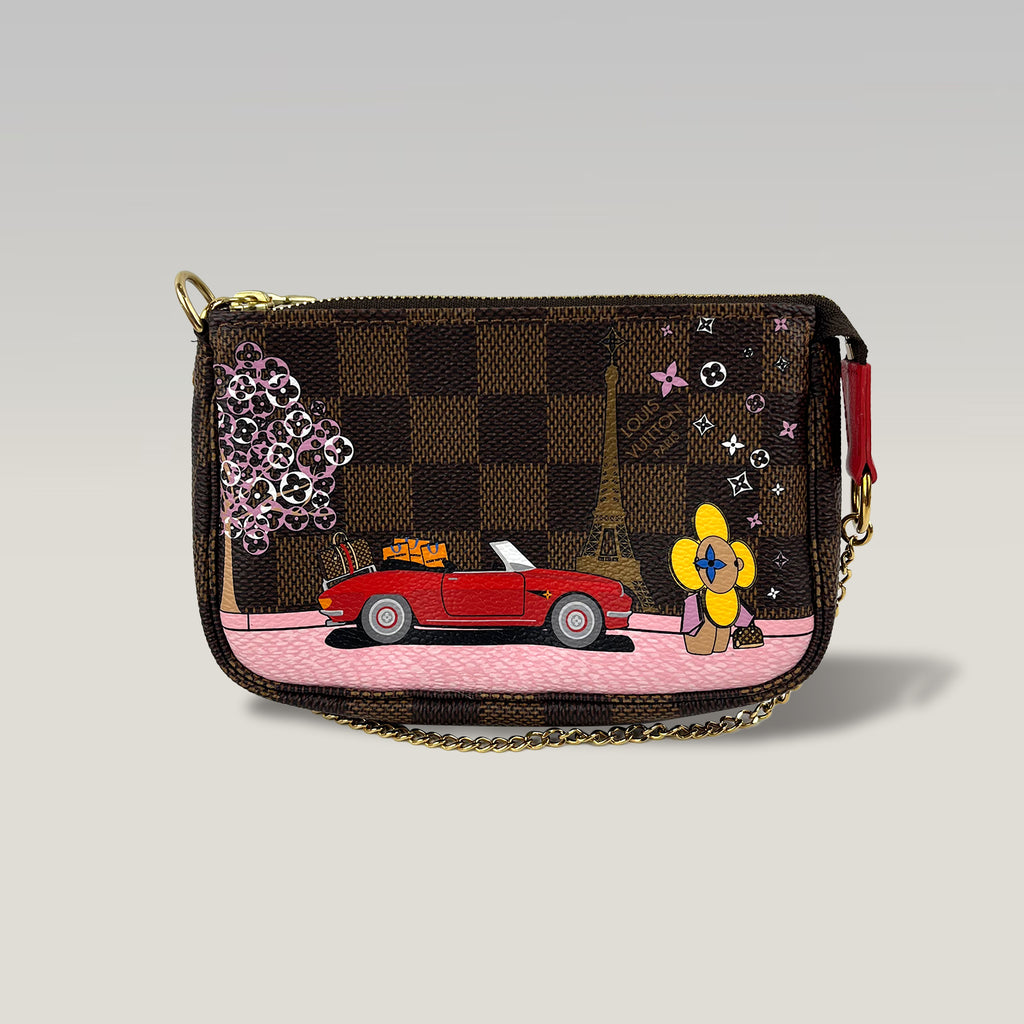 Louis Vuitton Vivienne A Paris Mini Pochette Accessoires Damier Ebene Limited Edition Canvas Marrone 15 cm