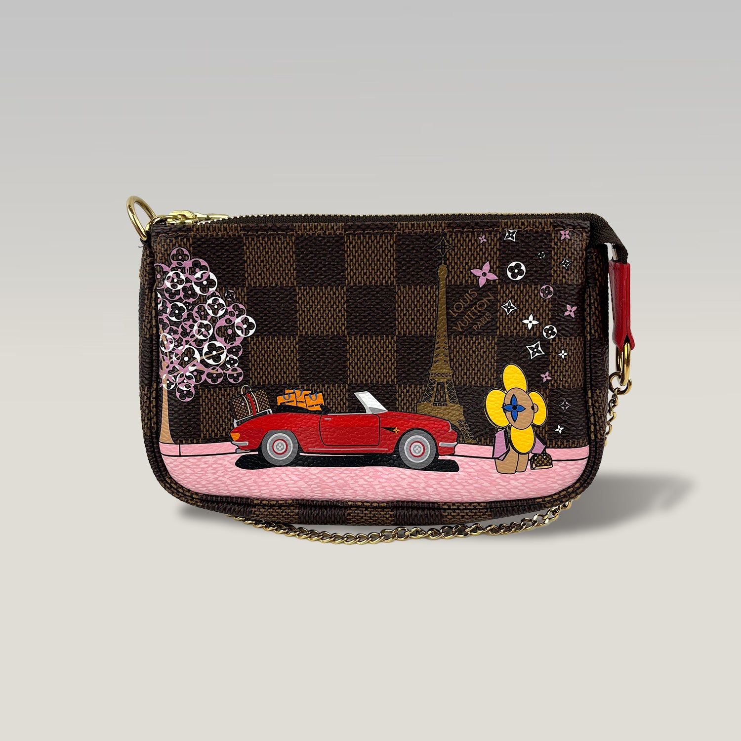 Louis Vuitton Vivienne A Paris Mini Pochette Accessoires Damier Ebene Limited Edition Canvas Marrone 15 cm