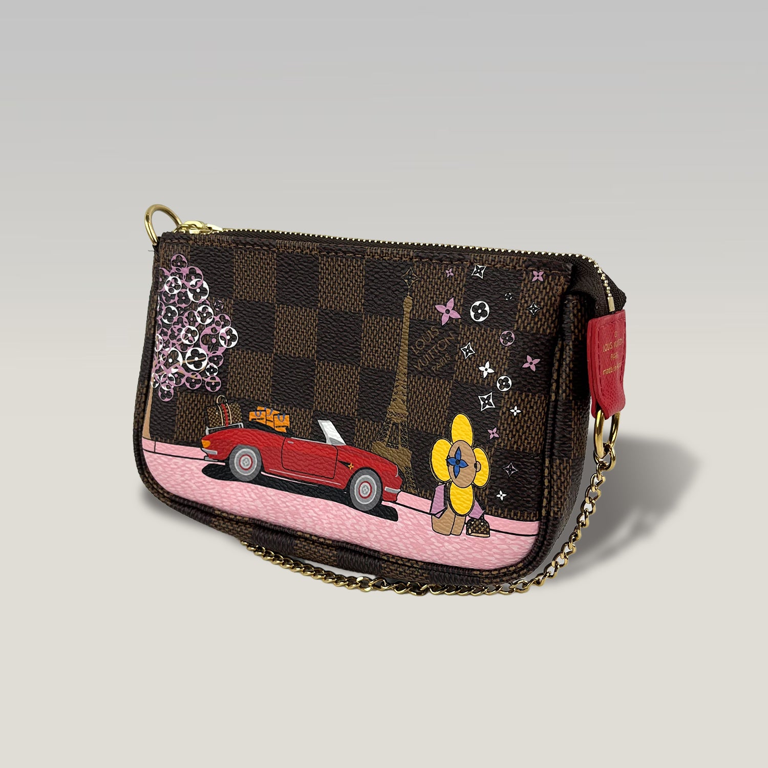 Louis Vuitton Vivienne A Paris Mini Pochette Accessoires Damier Ebene Limited Edition Canvas Marrone 15 cm
