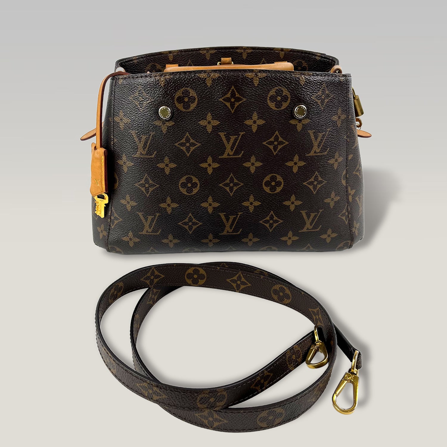 Louis Vuitton Montaigne BB Monogram Canvas Borsa a Mano e Tracolla Donna Marrone