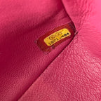 Chanel Mini Square Classic Flap Bag Lambskin Rosa Fucsia Trapuntata con Tracolla a Catena 18 cm