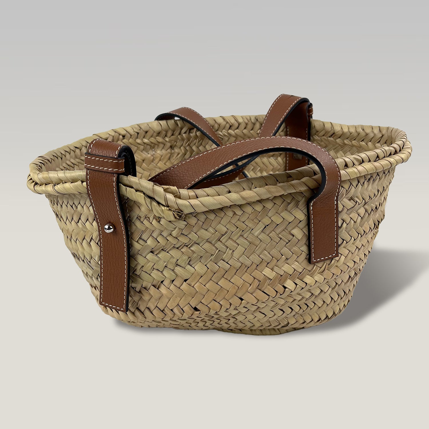 Loewe Small Basket Bag in Palma Naturale e Pelle Cuoio – Borsa Cesta Donna 21 cm
