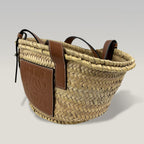 Loewe Small Basket Bag in Palma Naturale e Pelle Cuoio – Borsa Cesta Donna 21 cm