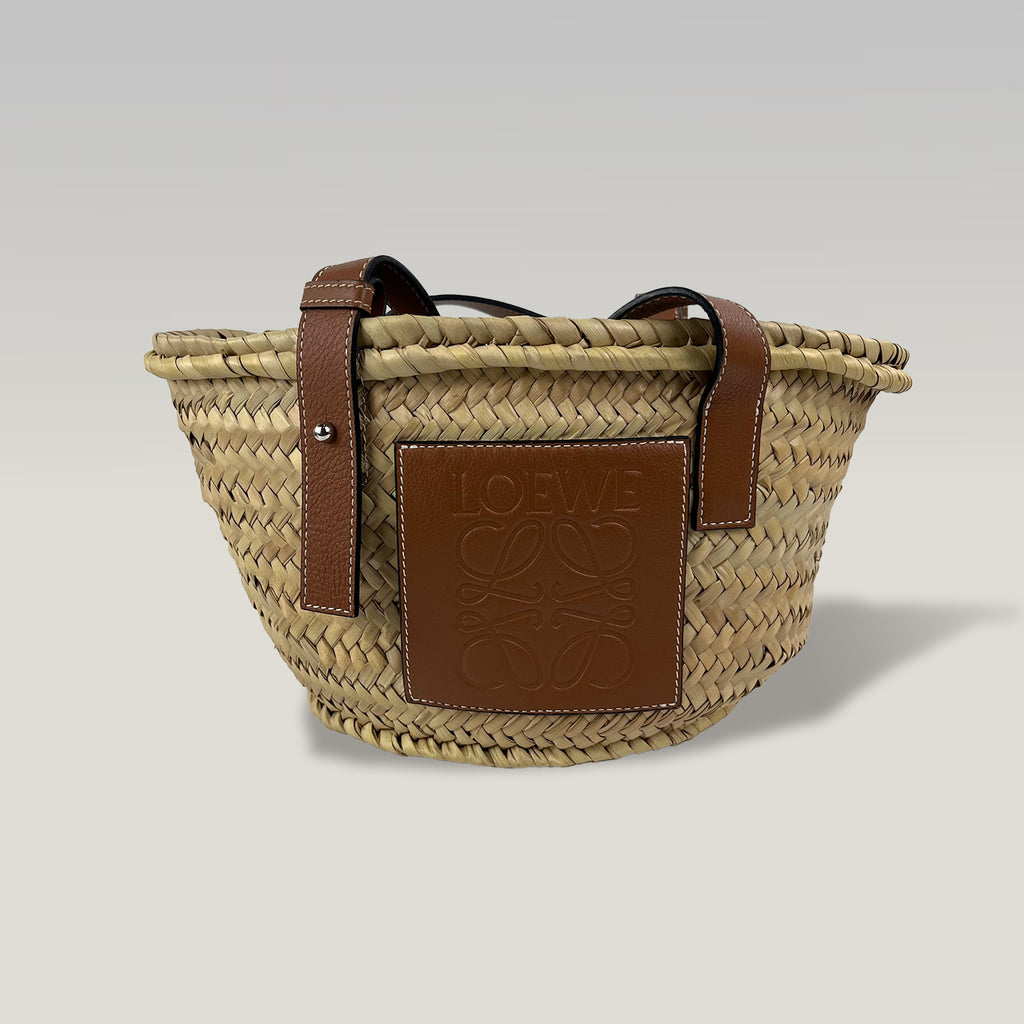 Loewe Small Basket Bag in Palma Naturale e Pelle Cuoio – Borsa Cesta Donna 21 cm