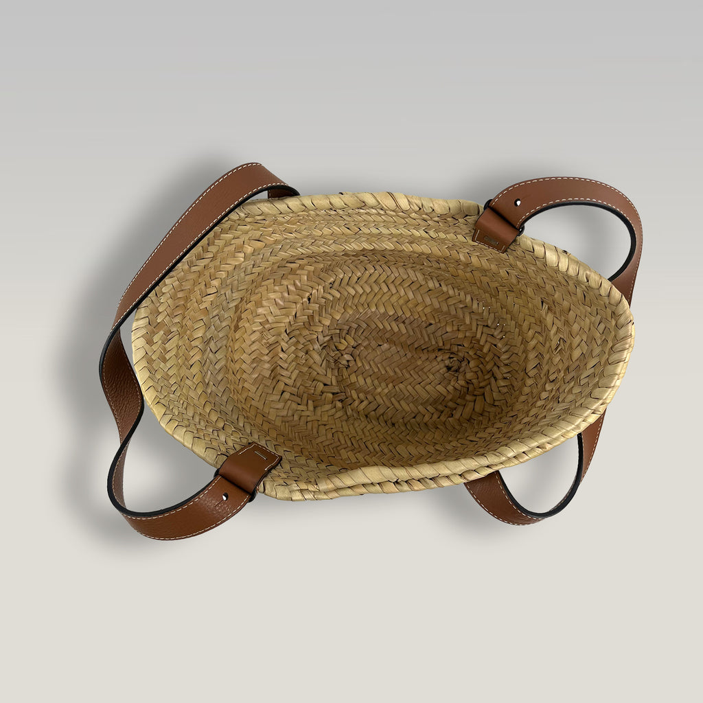 Loewe Small Basket Bag in Palma Naturale e Pelle Cuoio – Borsa Cesta Donna 21 cm