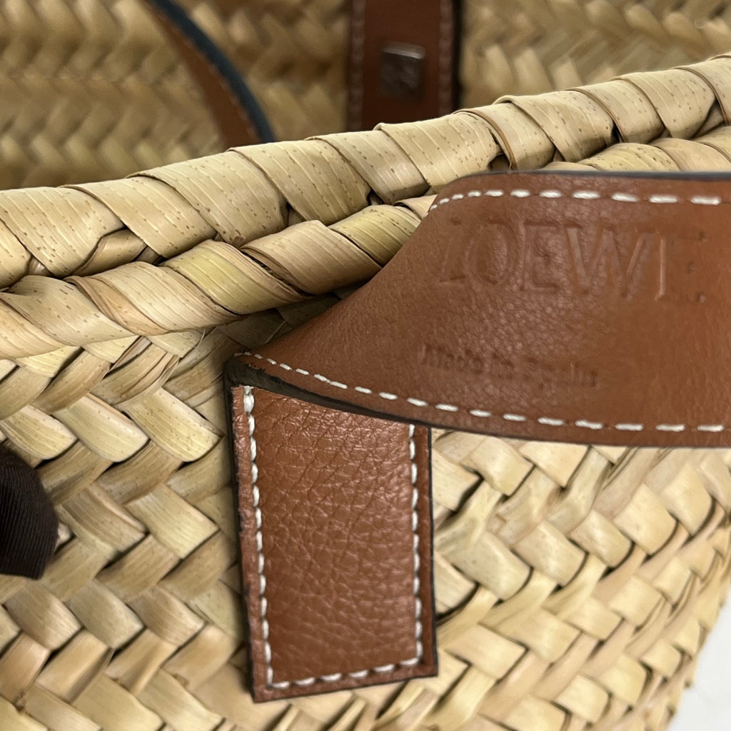 Loewe Small Basket Bag in Palma Naturale e Pelle Cuoio – Borsa Cesta Donna 21 cm