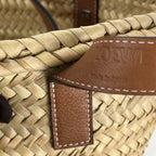 Loewe Small Basket Bag in Palma Naturale e Pelle Cuoio – Borsa Cesta Donna 21 cm