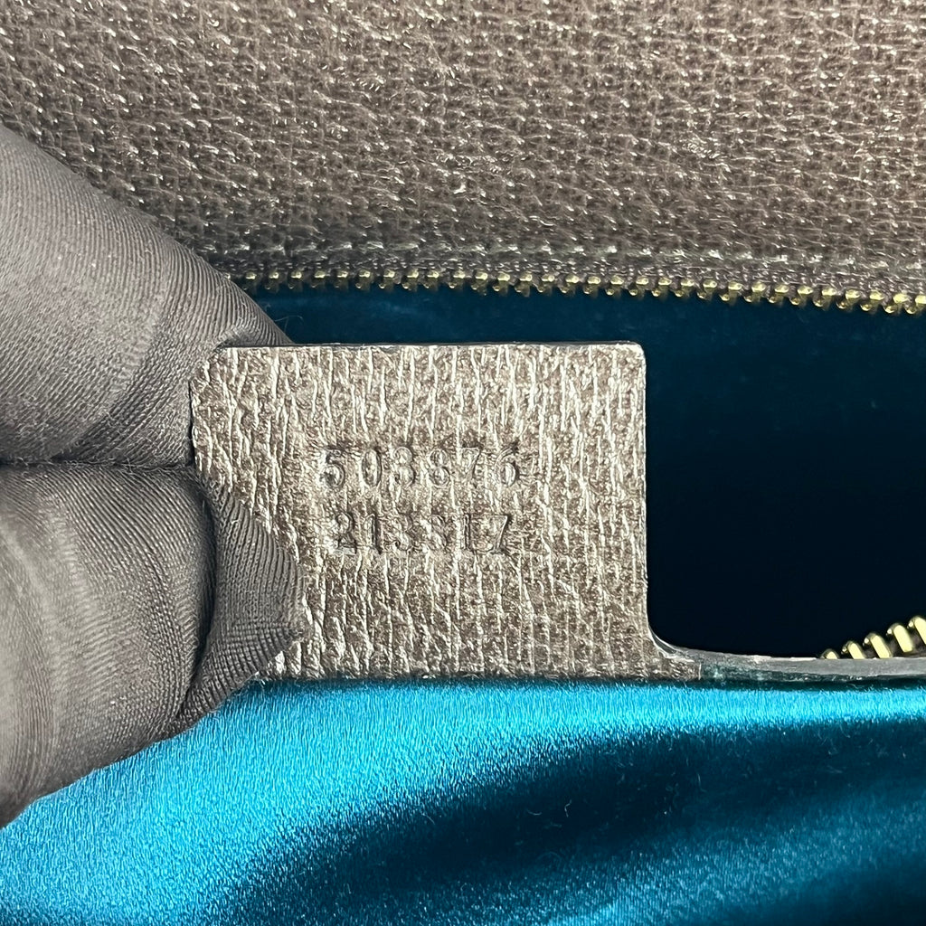 Gucci Ophidia Large GG Supreme Web Chain Shoulder Bag in Beige/Ebony Canvas and Brown Leather