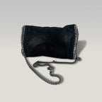 Stella McCartney Falabella Mini Fold Over Tote Bag Black Shaggy Deer Crossbody Bag
