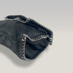 Stella McCartney Falabella Mini Fold Over Tote Bag Black Shaggy Deer Crossbody Bag