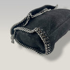 Stella McCartney Falabella Mini Fold Over Tote Bag Black Shaggy Deer Crossbody Bag