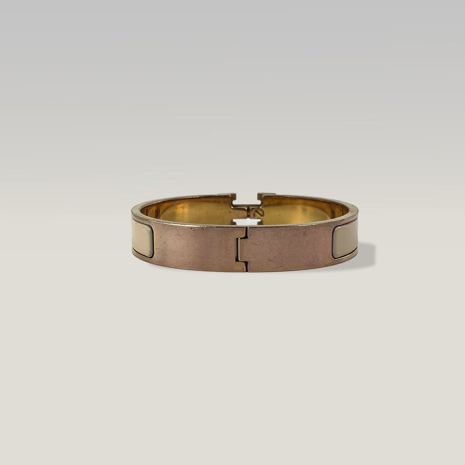 HERMÈS Bracciale Clic Clac H GM Oro e Bianco Smalto