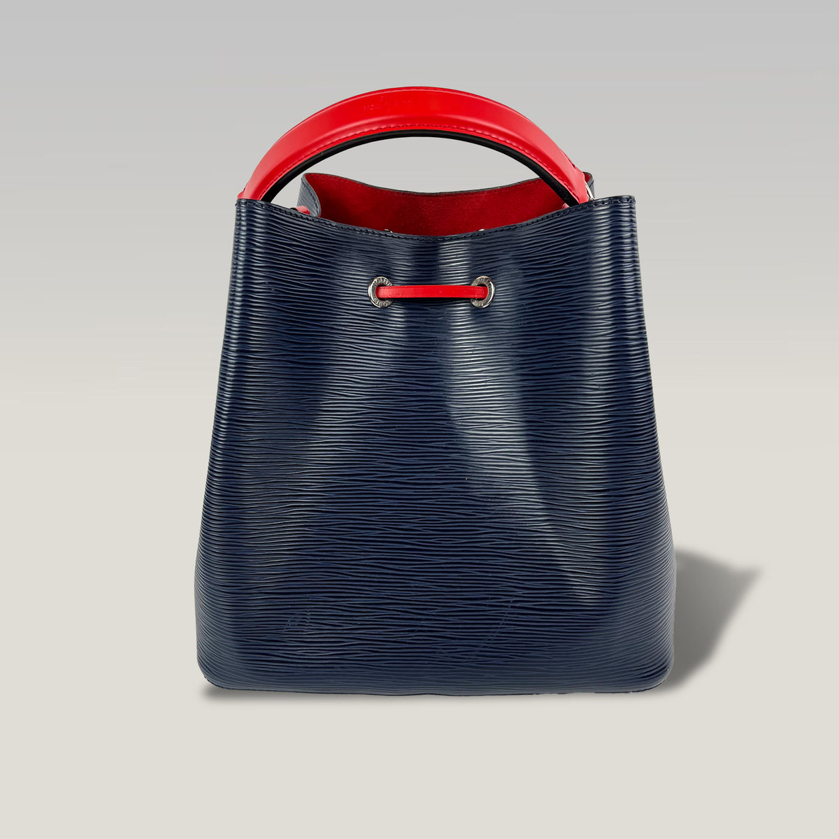 Louis Vuitton NéoNoé MM Borsa Secchiello in Pelle Epi Blu con Dettagli Rossi