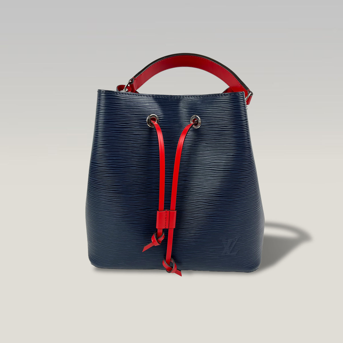 Louis Vuitton NéoNoé MM Borsa Secchiello in Pelle Epi Blu con Dettagli Rossi
