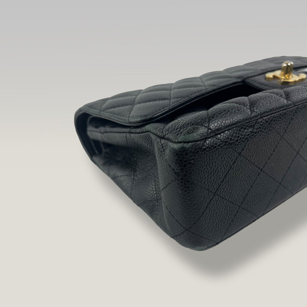 Chanel Classic Medium Double Flap Bag Black Caviar Leather & Gold Hardware